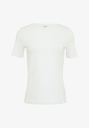 Witte T-shirt met korte mouwen, gemaakt van zachte katoen, met een ronde halslijn en een gladde textuur, zonder zichtbare patronen of accenten.