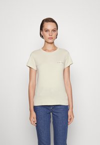 Calvin Klein Jeans MONOLOGO SLIM TEE 2 PACK - T-shirt básica - perfect taupe/eggshell