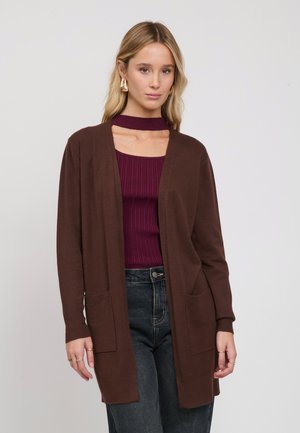 INFLUENCER, INFLUENCER CARDIGAN MIDI-LENGTH CARDIGAN - Cardigan - brown