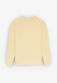 Geel sweatshirt met lange mouwen van zachte stof, met een ronde halslijn, geribde manchetten en een rechte zoom zonder patronen of metalen onderdelen.