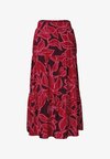 MAXI SKIRT WITH RUFFLES AND PRINT - Jupe longue - salsa red