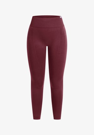 Bordeaux leggings med høj elastisk talje, elegant design, glat tekstur og diskret sidesøm detaljer for ekstra stil og pasform.