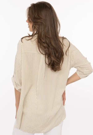 Zwillingsherz, OVERSIZE BLUSE STREIFEN & HERZ - Hemdbluse - beige