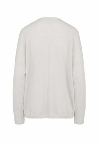 Pullover grigio chiaro in maglia, design oversize, spalle scese, texture a coste e silhouette morbida con una finitura delicata.