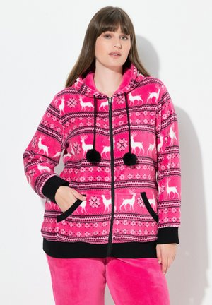 NORDIC STRIPE PRINT PLUSH LOUNGE - Chaqueta de punto - pink
