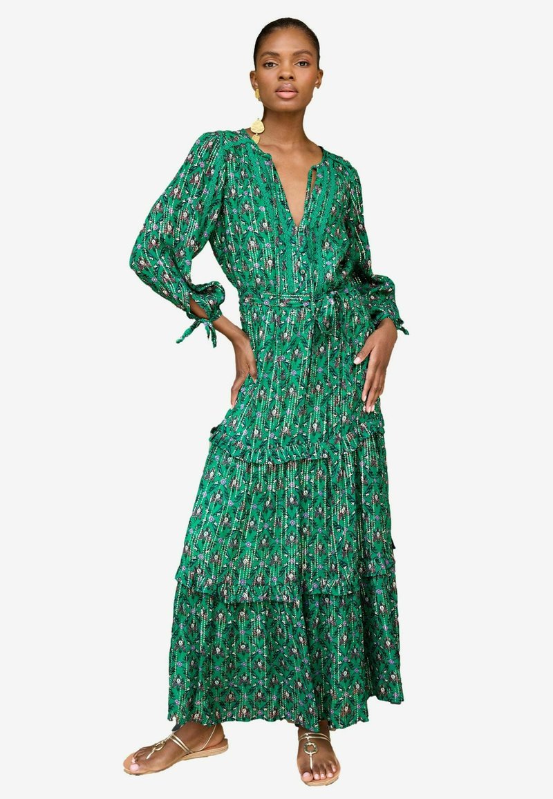 Love & Roses V NECK TIE CUFF - REGULAR FIT - Maksi suknelė - green floral