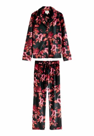 SET - Pizsamák - black pink floral