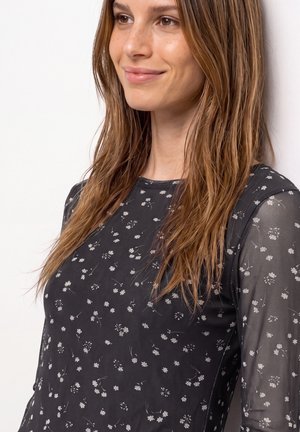 Street One, MIDIKLEID AUS MESH MIT FLORALEM MUSTER - Robe longue - black coffee