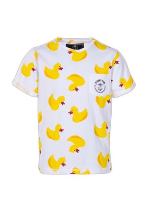 TROPICAL POCKET - T-shirts print - white yellow duck