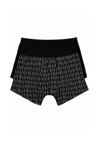 Due paia di boxer: uno nero uniforme e uno con strisce verticali bianche e nere. Entrambi presentano una vita elasticizzata con logo.