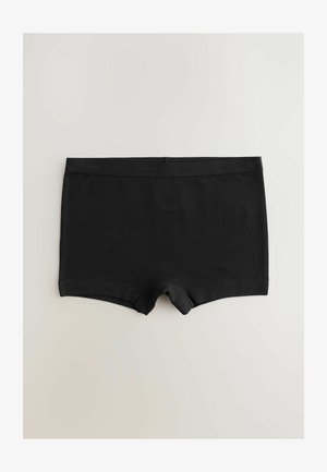Boxeri din bumbac negri, stil trunk, cu o textură netedă și un brâu elastic branduit. Design simplu, fără modele sau accente.