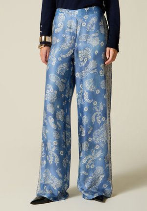 Oltre, PANTALONI PALAZZO FANTASIA - Pantalones - azzurro
