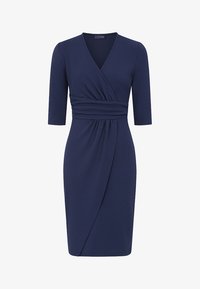 Robe Mère de la Mariée BLEU MARINE Fourreau/Colonne Col V Sans Manches Robe Mère de la Mariée BLEU MARINE Fourreau/Colonne Col V Sans Manches