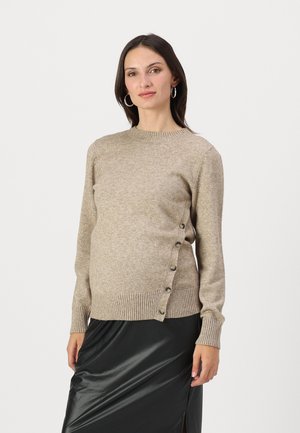 OLMBEATRICE O NECK BUTTON - Trui - beige