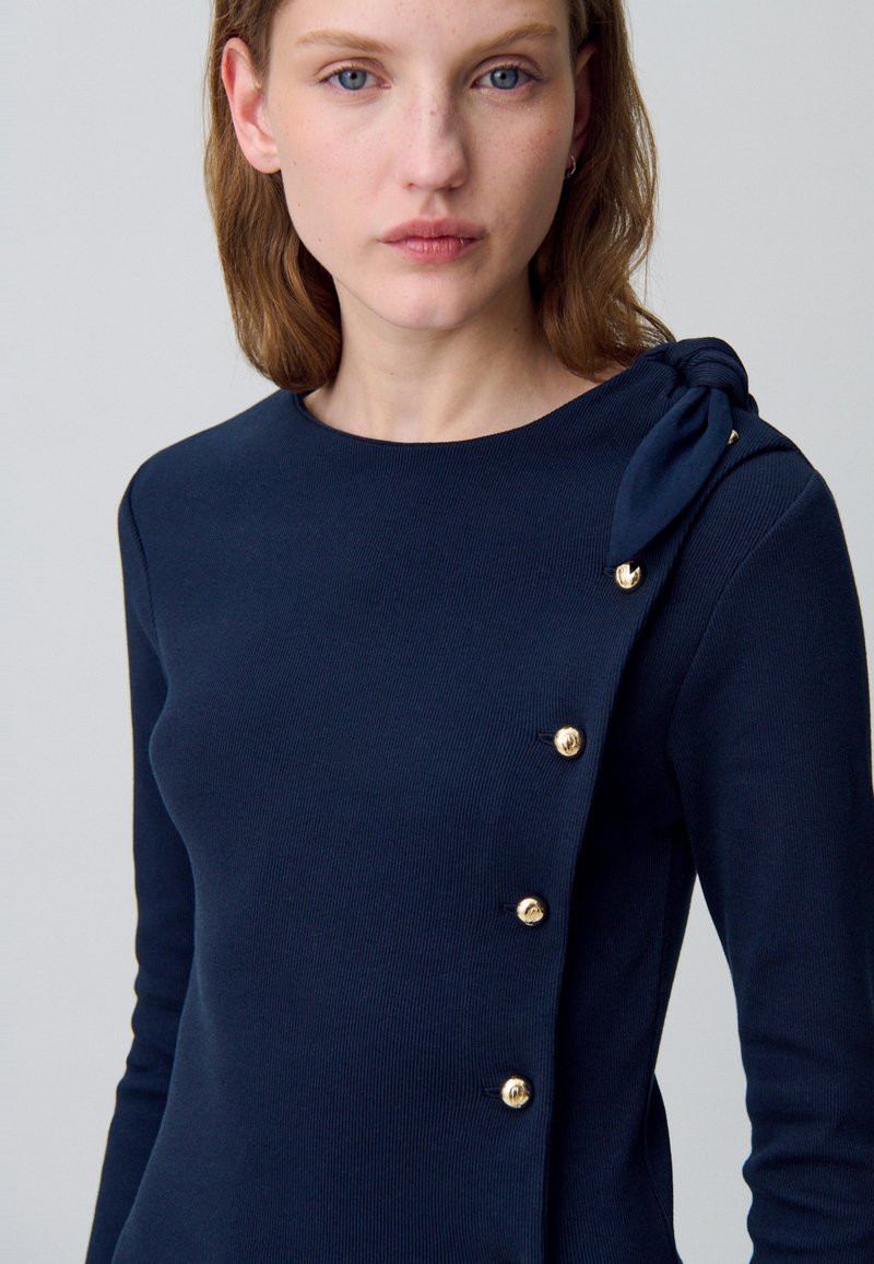 Robe Claudie Pierlot Marine - Taille 40, Coton, Style Trapèze, Très Bon état