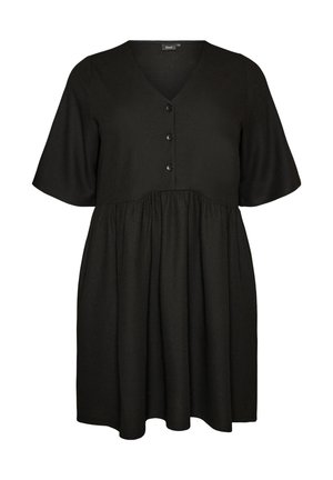 Zizzi, KLEID MIT GERIPPTER TEXTUR UND EMPIRE-LINIE - Vestido camisero - schwarz