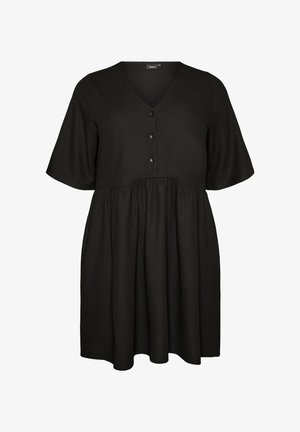 Zizzi, KLEID MIT GERIPPTER TEXTUR UND EMPIRE-LINIE - Blusenkleid - schwarz