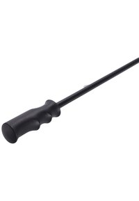 Canna flessibile nera con manico ergonomico testurizzato e asta dritta e snella, progettata per supporto e assistenza alla mobilità.