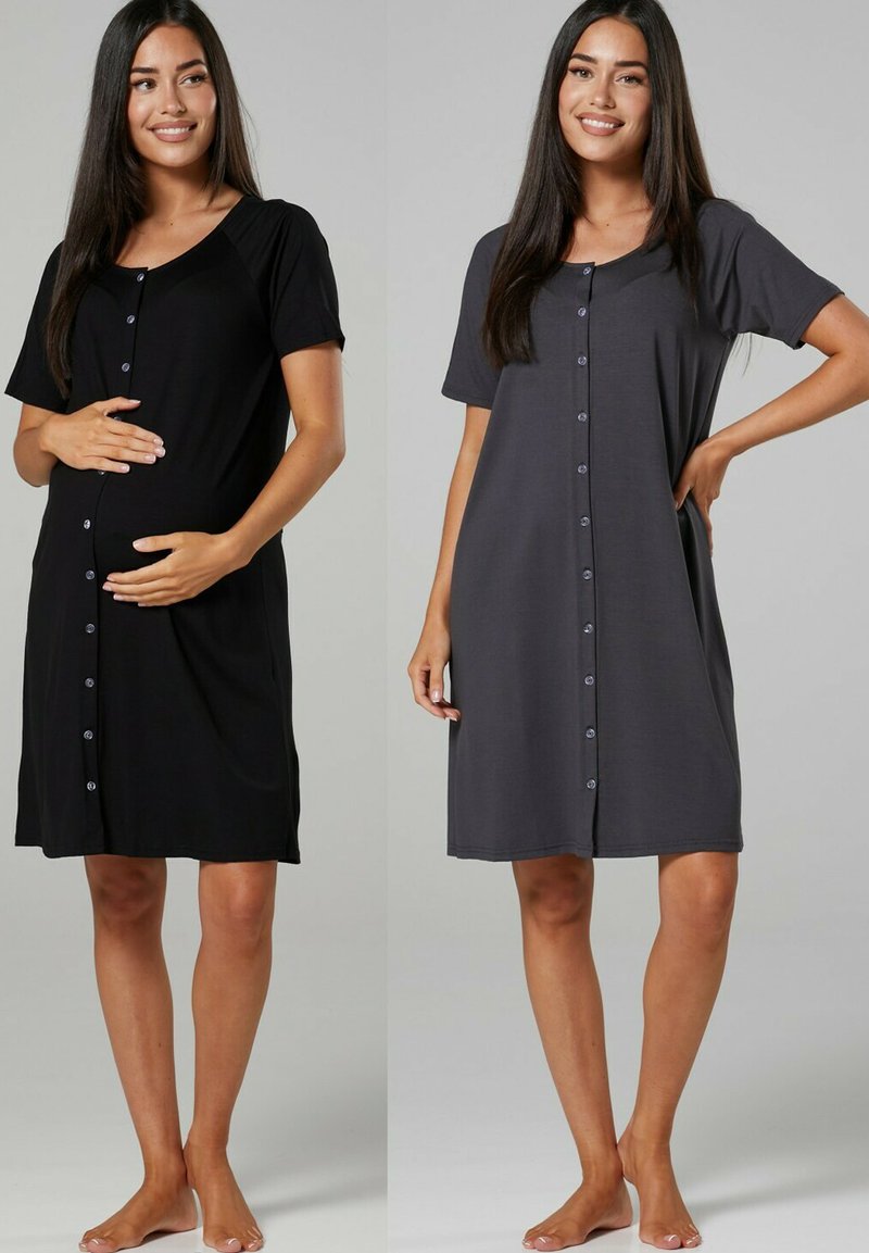 Happy Mama MATERNITY BREASTFEEDING NIGHTDRESS Nattlinne black