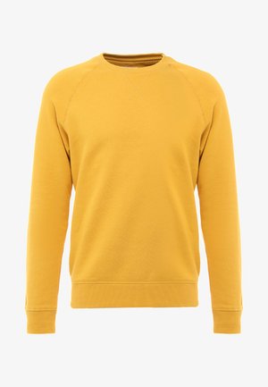 Geel sweatshirt met een ronde hals, lange raglanmouwen, ribgebreide manchetten en zoom, gemaakt van zachte stof met een gladde textuur.