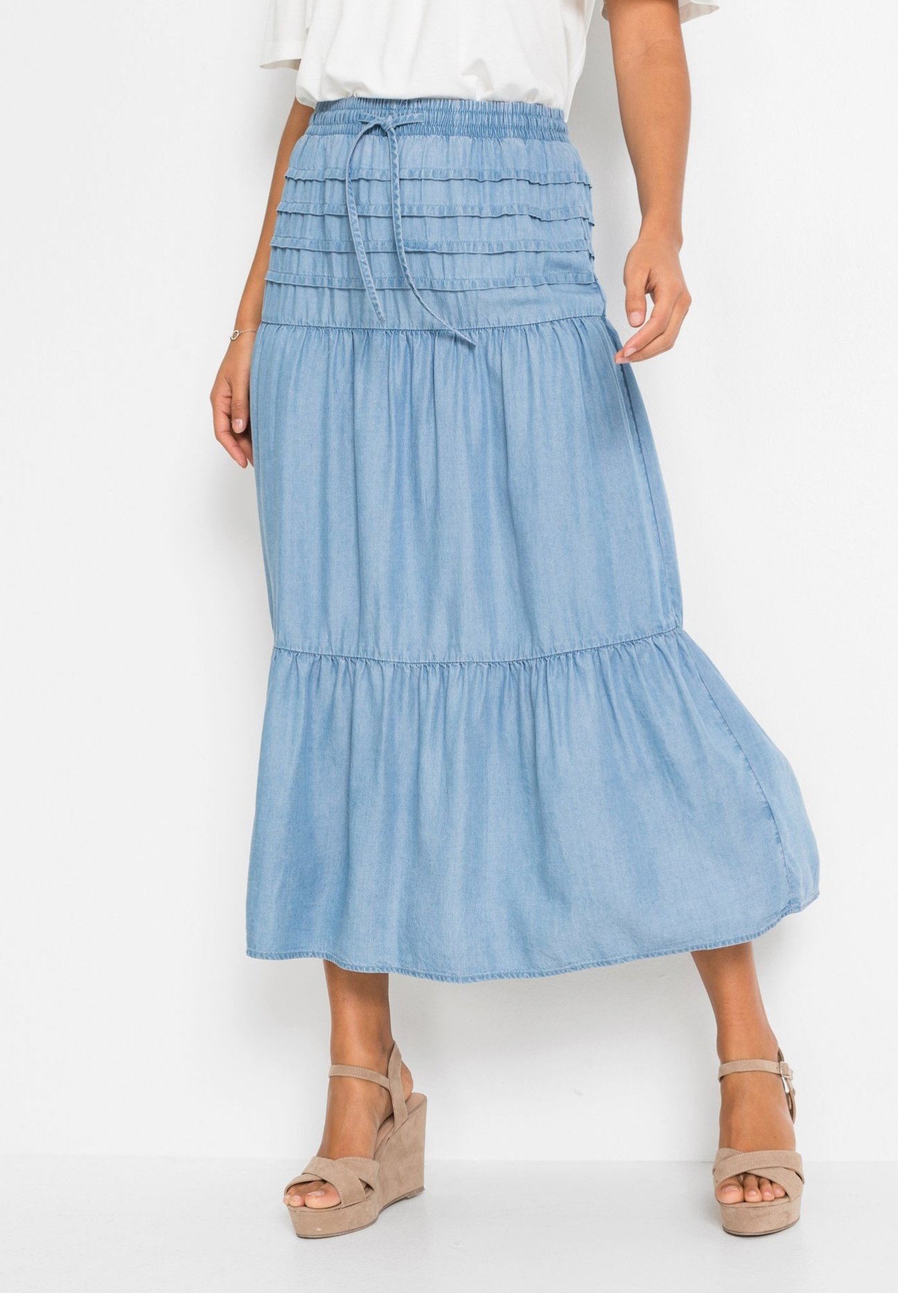 bonprix Gonna lunga - blau/denim délavé - Zalando
