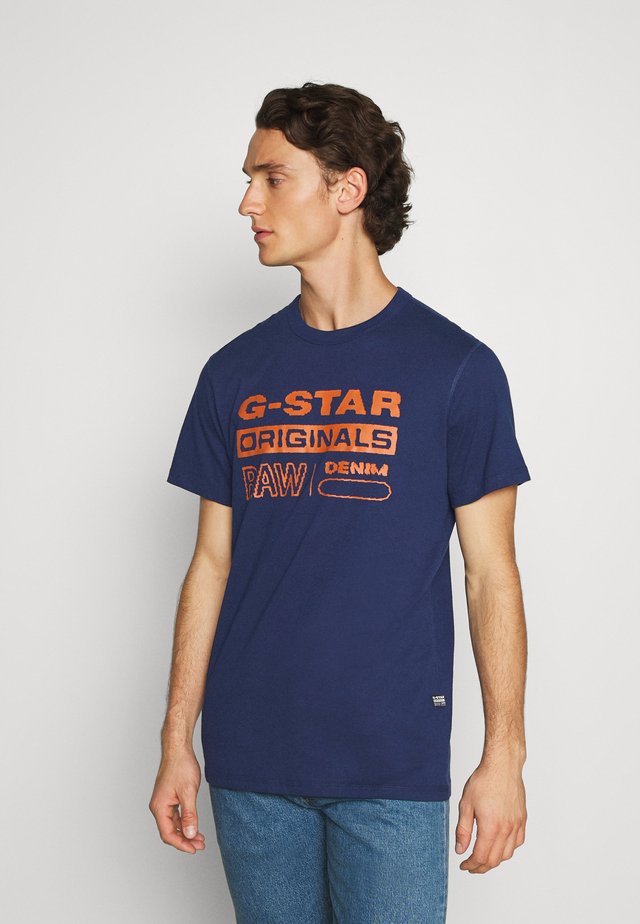 WAVY LOGO ORIGINALS ROUND SHORT SLEEVE - T-shirt imprimé - compact peach/imperial blue