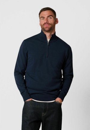 PROFUOMO, PROFUOMO PULLOVER 1/2 ZIP - Jersey de punto - dark blue