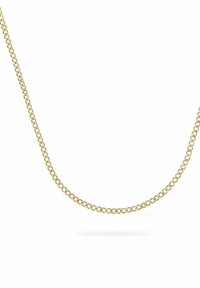 Collana in oro con un design a maglia liscia e arrotondata. La catena è uniformemente distanziata con una finitura lucida, adatta per essere indossata in sovrapposizione o da sola.