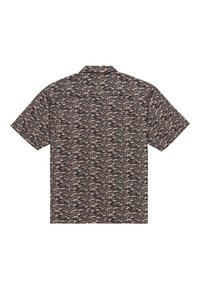 Kortärmad skjorta i svart med beige bladmönster, kragdesign, med strukturerad väv och avslappnad passform.