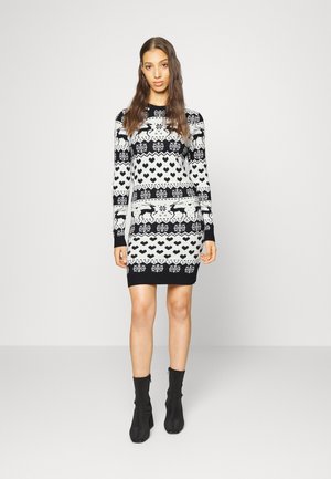 ONLXMAS DEER DRESS - Robe pull - cloud dancer/black