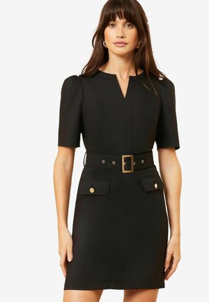 BELTED V NECK SHORT SLEEVE slisli - Tubino - black