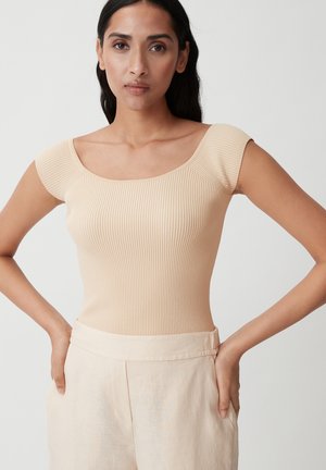 comma, HAUT ENDE MÉLANGÉE - Print T-shirt - beige