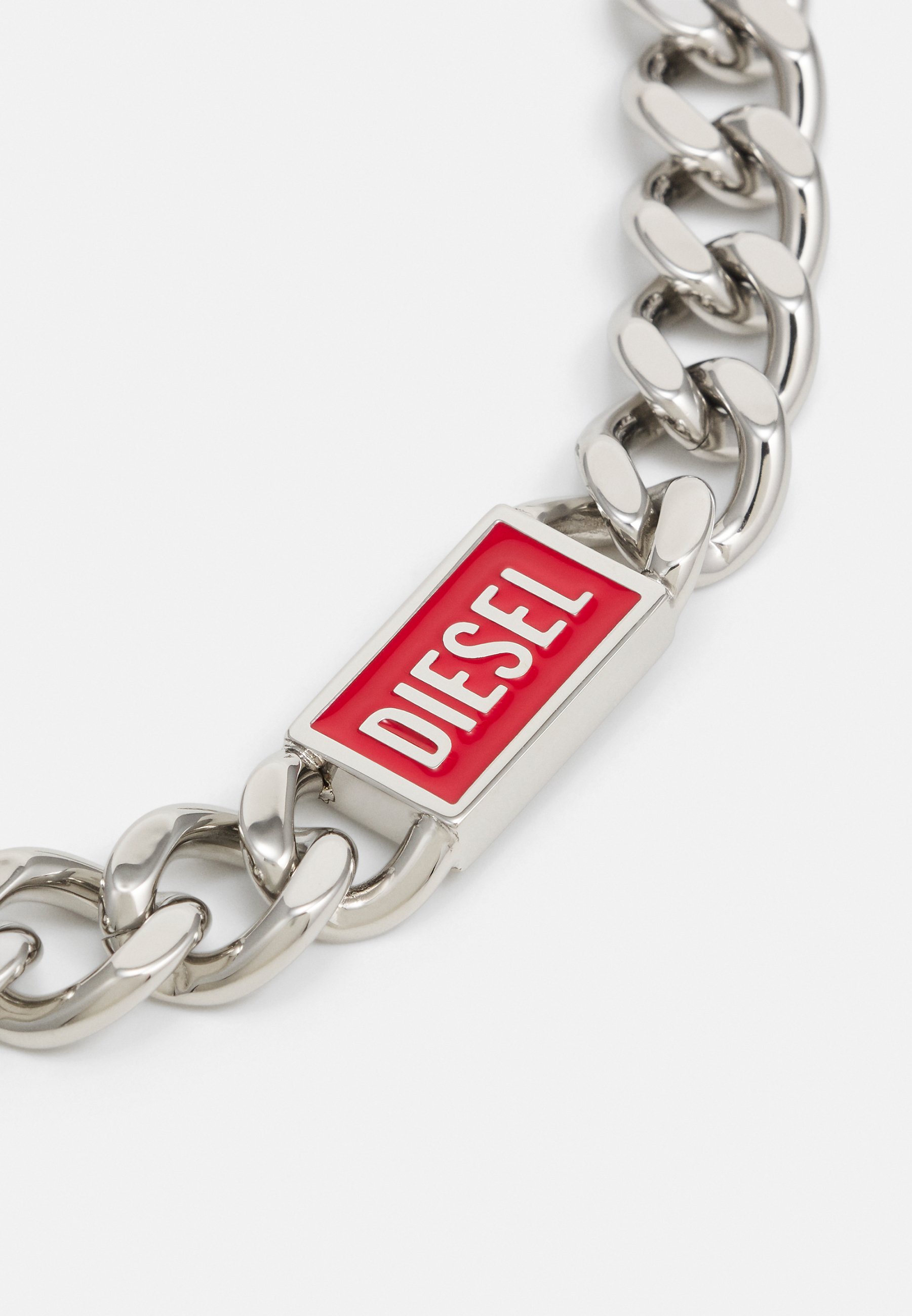 ◆DIESEL◆ ID logo chain bracelet Diesel LOGO CHAIN BRACELET - Apyrankė - silver-coloured/red