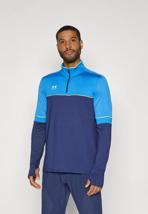 Under Armour CHALLENGER TRAINING - Long sleeved top - washed navy/high vis yellow