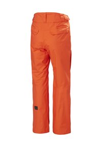 Waterdichte oranje skibroek met een recht model, voorzien van een hoge taille, twee achterzakken en een logo patch op de linker dij.