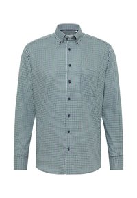Geruite langekleurige shirt met lange mouwen in groen en marineblauw, met een button-down kraag en een enkele borstzak, gemaakt van geweven katoen.