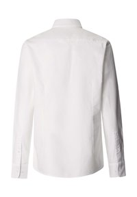 Bijela košulja dugih rukava s gumbima i manšetama, prikazana s leđa, s klasičnim ovratnikom i krojem prilagođenim tijelu.
