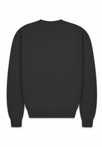 Sort sweatshirt med lange ærmer, rund halsudskæring og et glat, robust stof. Har ribbede mansjetter og kant, med et enkelt, ensfarvet design.