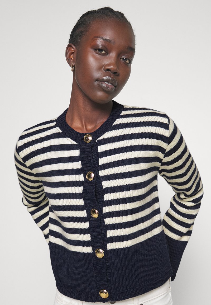 Musier CARDIGAN NOELIE - Cardigan - white and navy blue stripes/white -  Zalando.co.uk