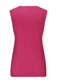 Mouwloze tuniektop in felroze, met een ronde halslijn en een gladde stoftextuur, met een eenvoudig, strak ontwerp en geen patronen.