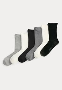 Set od šest pari čarapa u raznim bojama: svijetlosiva, bijela, tamnosiva, crna, krem i tamnozelena. Različite teksture, visina do gležnja.