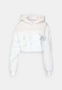 Calvin Klein Jeans SHINY INSTITUTIONAL HOODIE - Sweatshirt - bright white