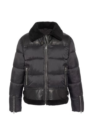 Schott, MIXED-MATERIAL BOMBER JACKET - Veste d'hiver - noir