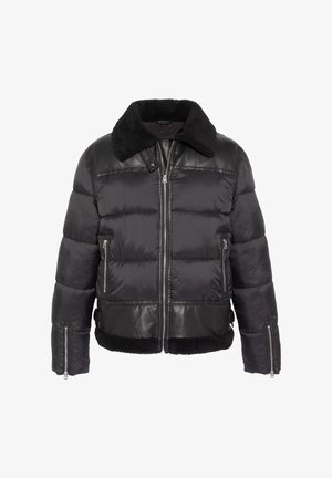 Schott, MIXED-MATERIAL BOMBER JACKET - Veste d'hiver - noir