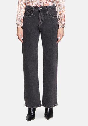 STRETCH MIT STRASS - Flared jeans - dark grey denim