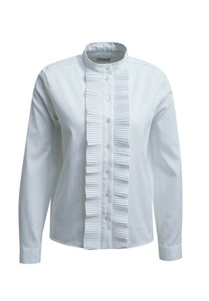 MILANO ITALY, STAND UP COLLAR BLOUSE 1/1 SLEEVE CF PLACKET W PLISSÃ©E - Hemdbluse - white