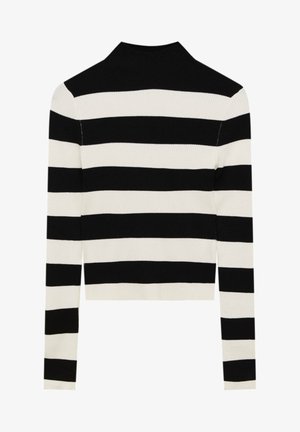 BASIC MOCK NECK WITH SLITS - Long sleeved top - mottled black
