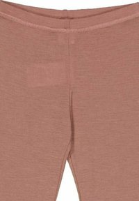 Light brown leggings made of soft, stretchy fabric with a smooth texture, featuring a fitted design and an elastic waistband.