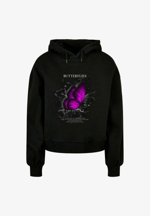 Merchcode, BUTTERFLIES - Kapuutsiga pusa - black