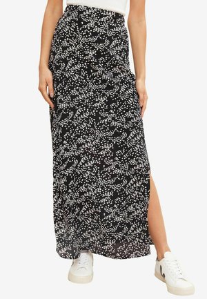 CRINKLE SPLIT TIE SIDE - Maxi skirt - black white